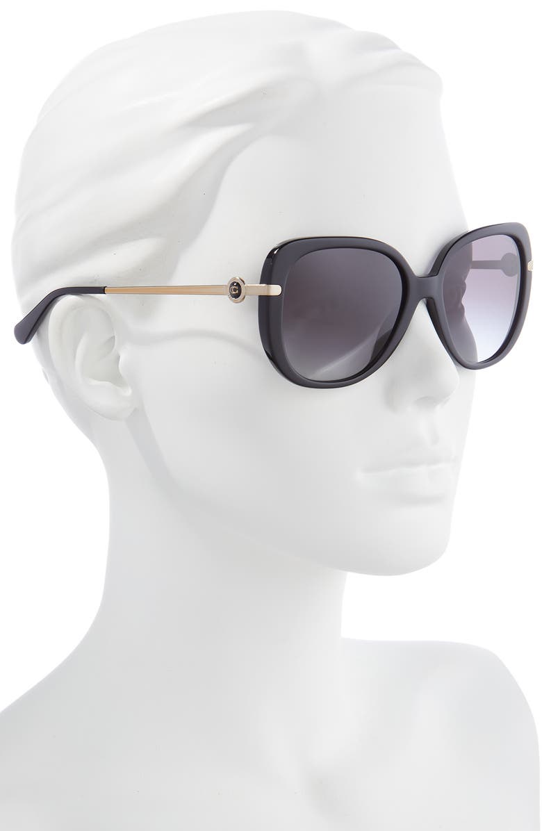 COACH 55mm Gradient Square Sunglasses, Alternate, color, Black