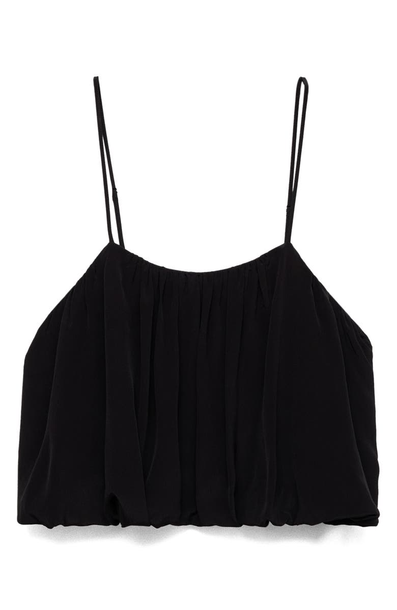 MANGO Bubble Hem Crop Top, Alternate, color, Black