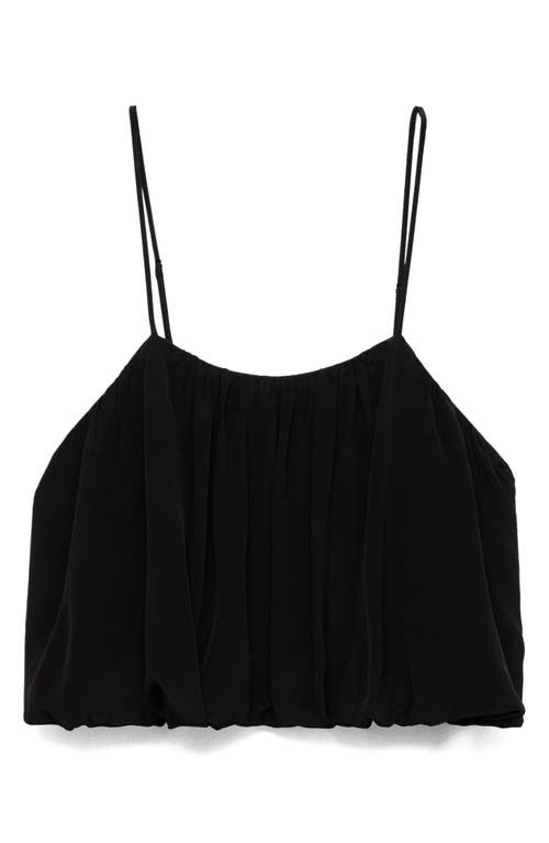 Mango Bubble Hem Crop Top In Black