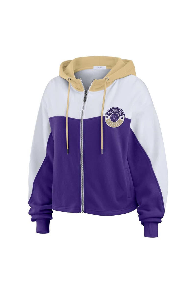 WEAR by Erin Andrews Women's WEAR by Erin Andrews Purple Washington Huskies Color-Block Full-Zip Hoodie, Alternate, color, 