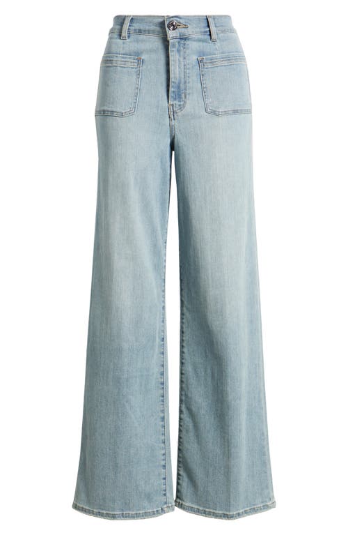 Shop Frame Le Slim Palazzo Bardot Pocket Wide Leg Jeans In Wilson Clean
