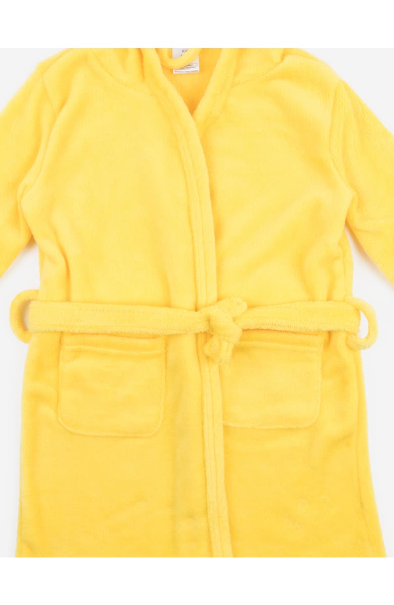 Leveret Kids Fleece Hooded Robe, Solid Colors, Alternate, color, Yellow