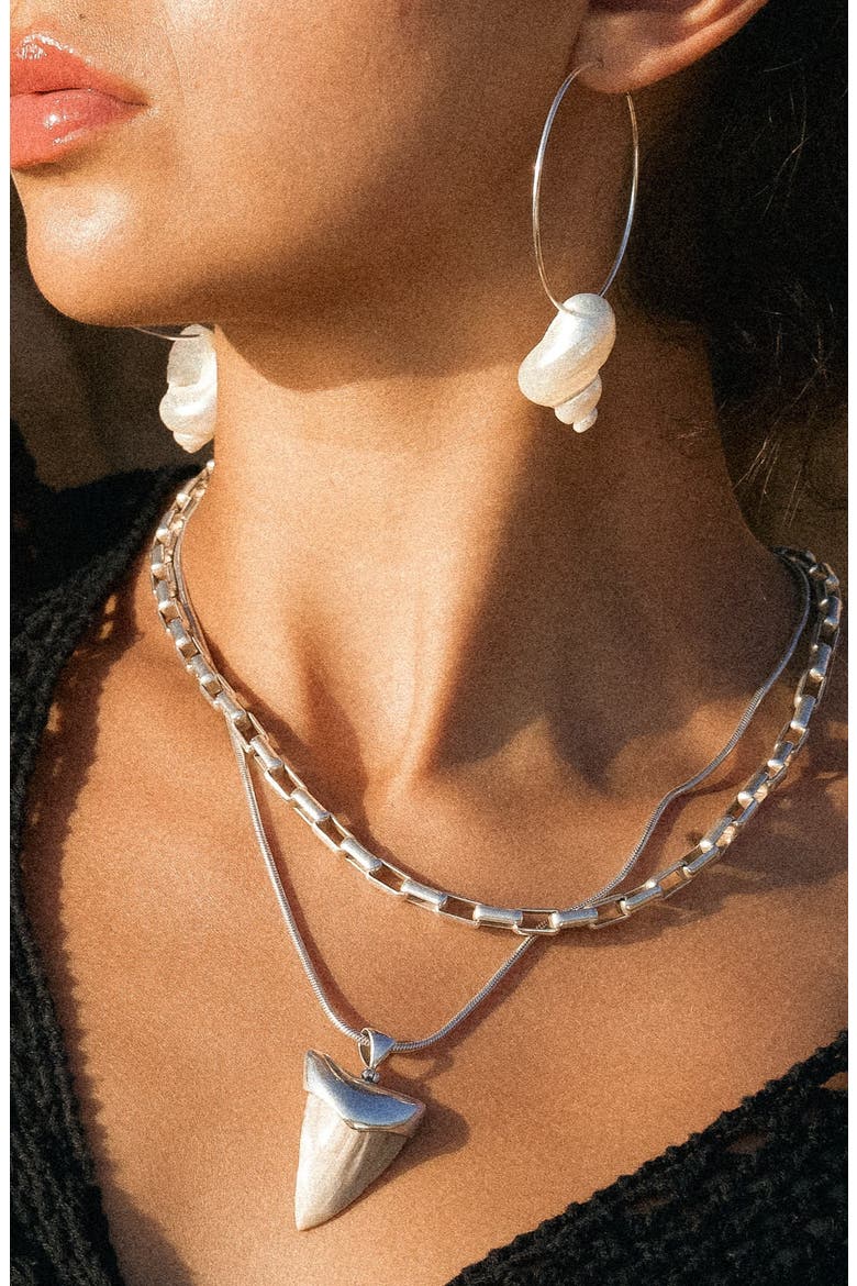 Sea Spiral Shell Hoops, Alternate, color, SILVER