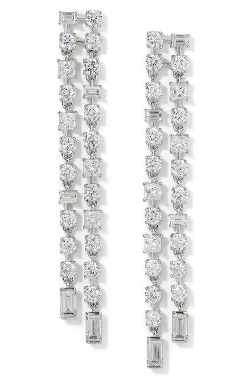NADRI NADRI DELPHINE CUBIC ZIRCONIA DOUBLE LINEAR DROP EARRINGS 