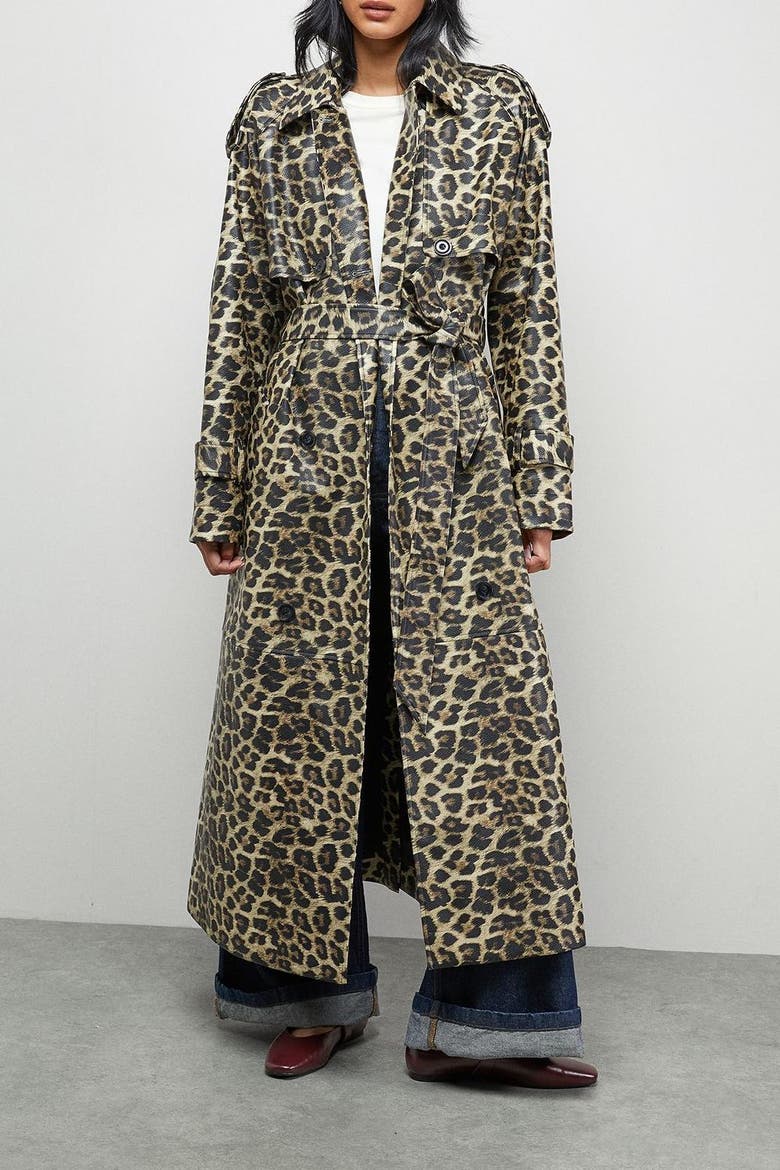 Leopard Print Trench Coat, Alternate, color, Leopard