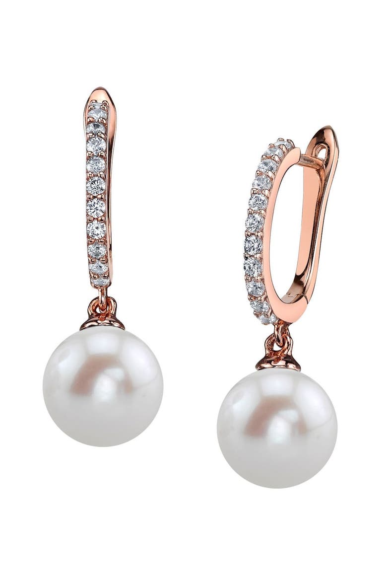 Freshwater Pearl Rose Gold Plated Zara Earrings, Main, color, White Pearl