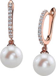 The Pearl Source Freshwater Pearl Rose Gold Plated Zara Earrings