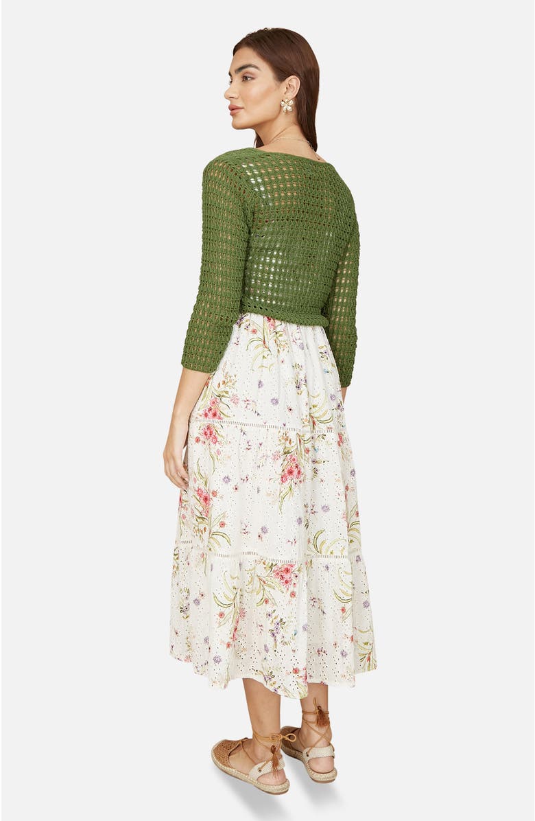 Yumi Crochet Cotton Twisted Bolero Top, Alternate, color, Green