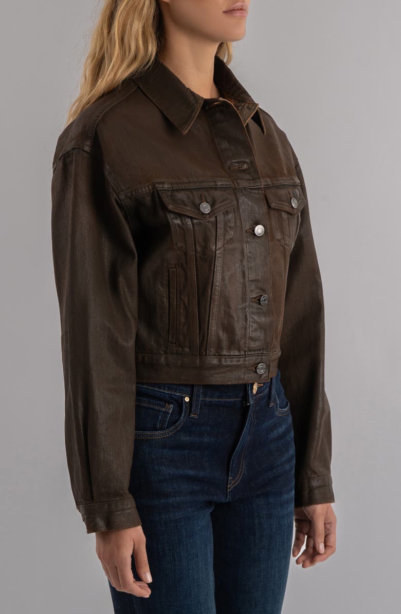 KUT from the Kloth Emrie Coated Nonstretch Denim Jacket, Alternate, color, Chocolate