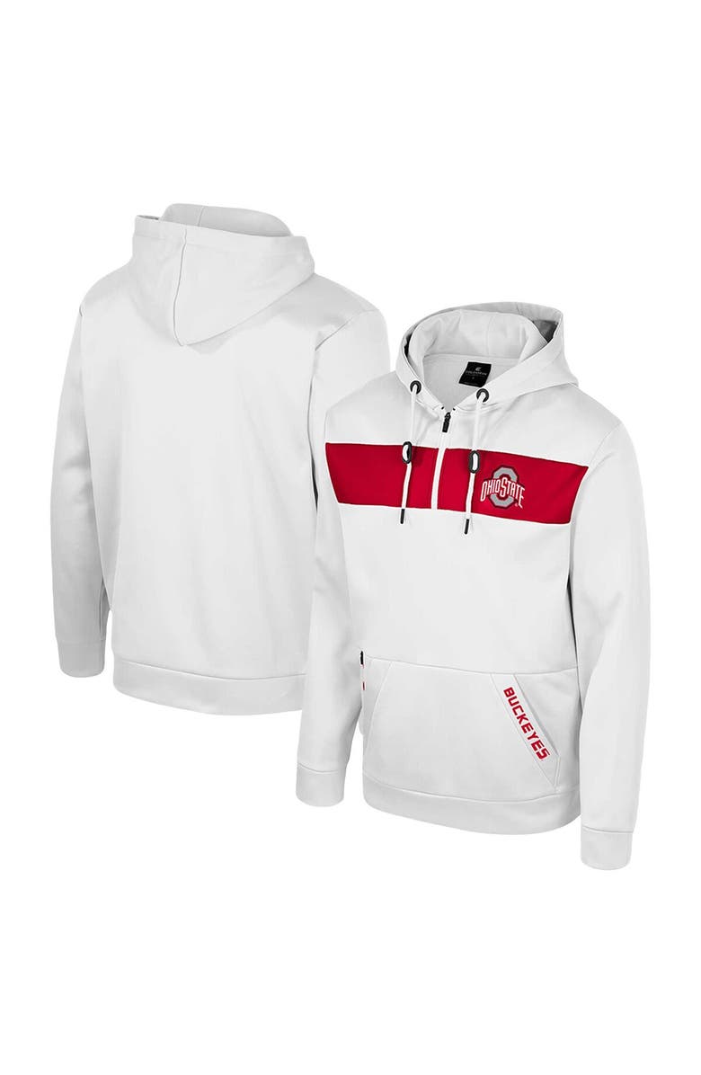 COLOSSEUM Men's Colosseum  White Ohio State Buckeyes Quarter-Zip Hoodie, Alternate, color, 