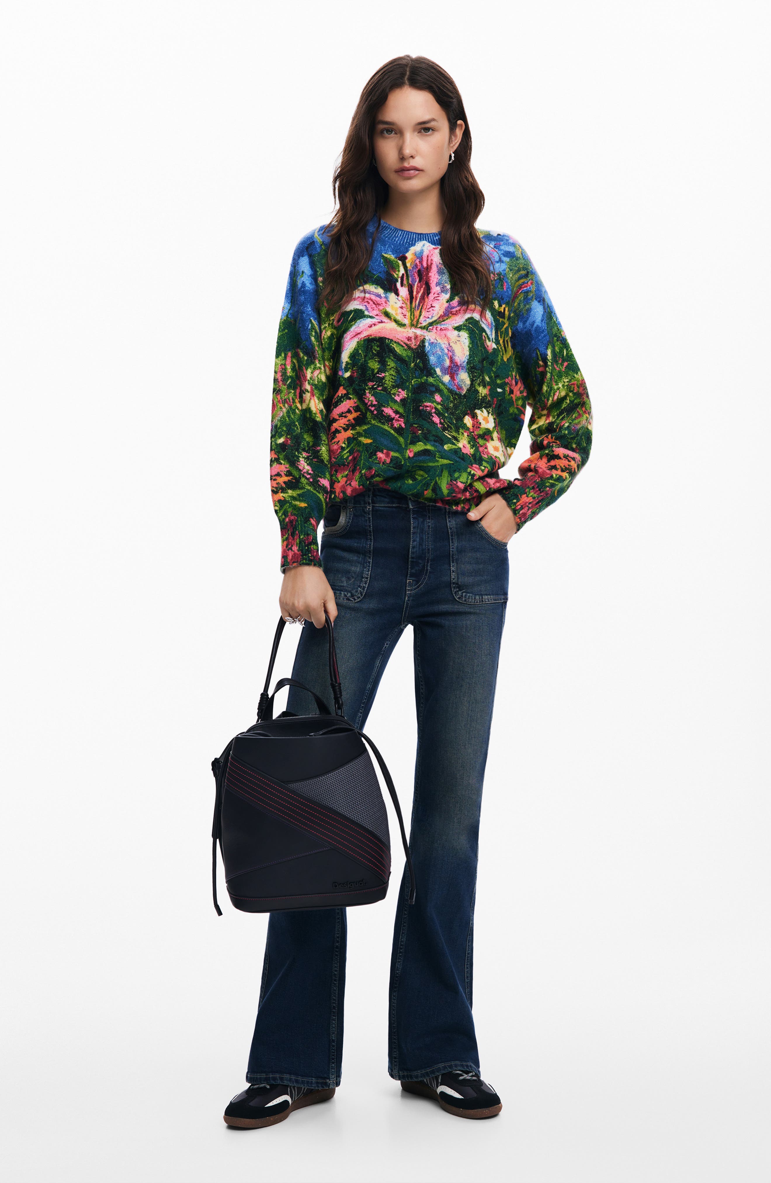 Desigual Faux Leather Backpack, Alternate, color, Black Multi