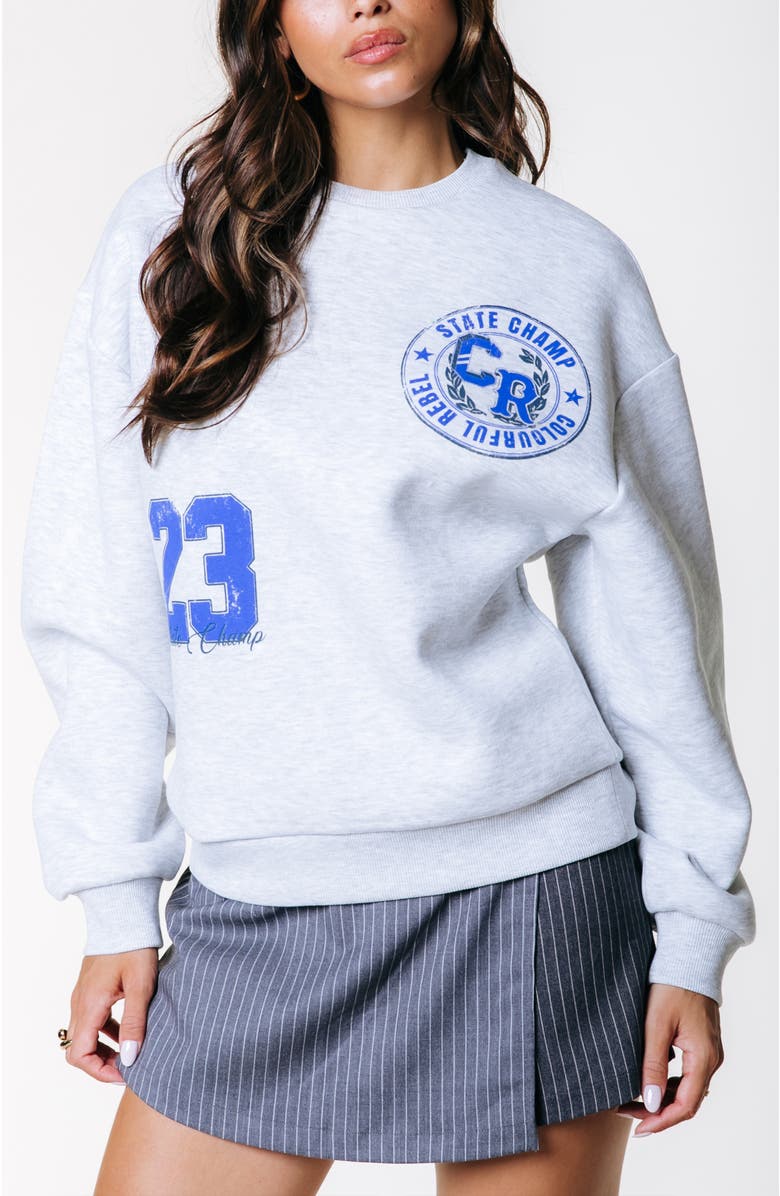 Colourful Rebel State Champ 23 Dropped Shoulder Sweat, Main, color, Light Grey Melange