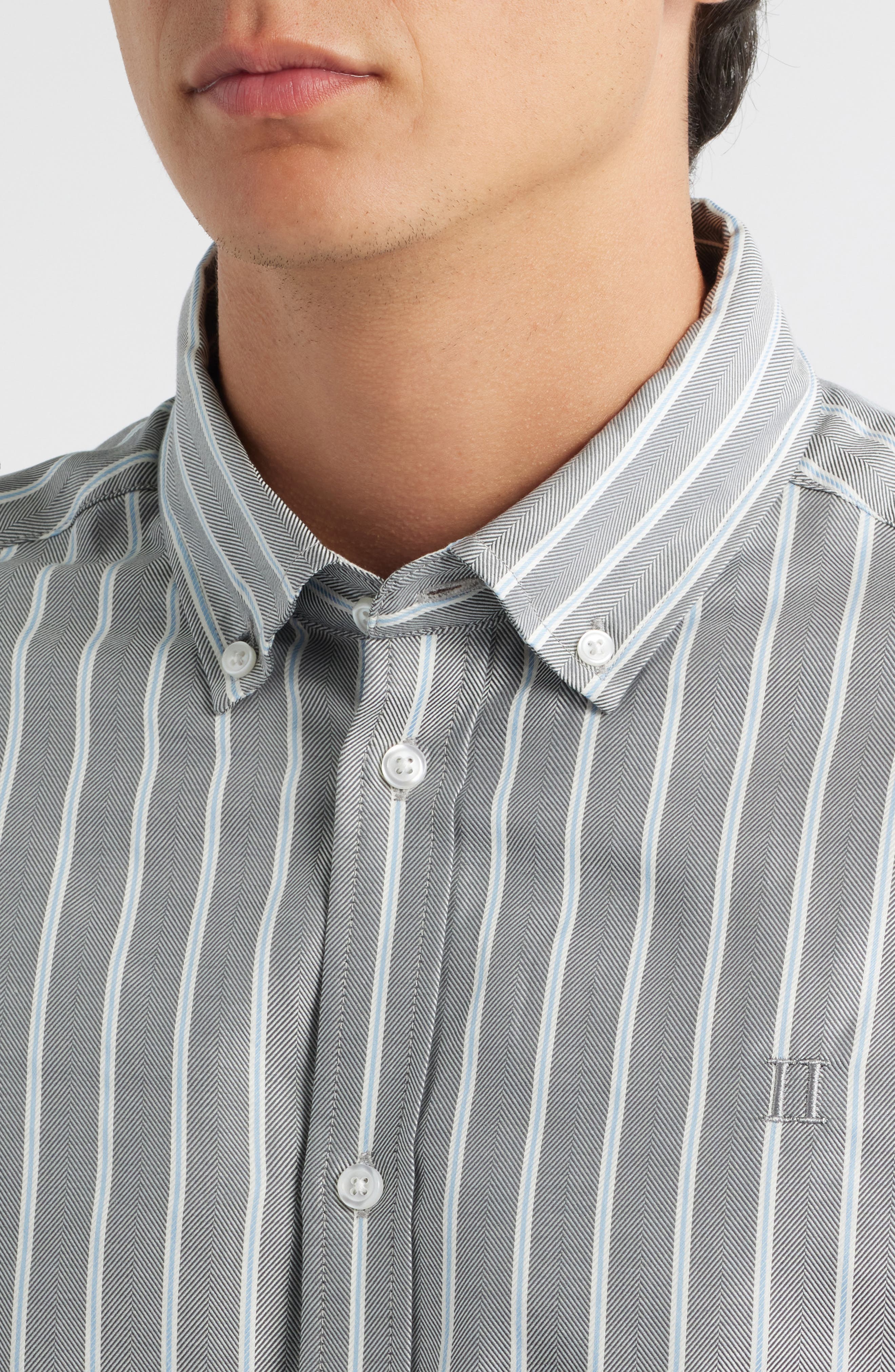 Konrad Stripe Cotton Button-Down Shirt - image 2
