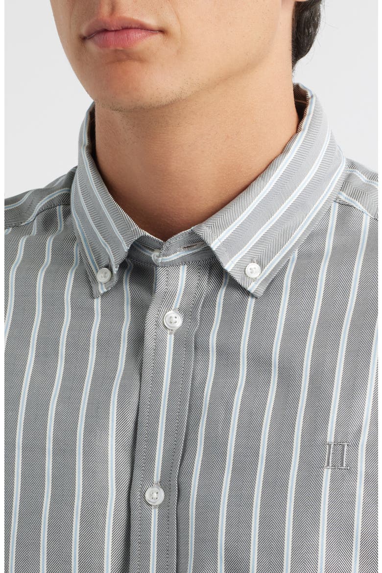 Konrad Stripe Cotton Button-Down Shirt, Alternate, color, ASPHALT