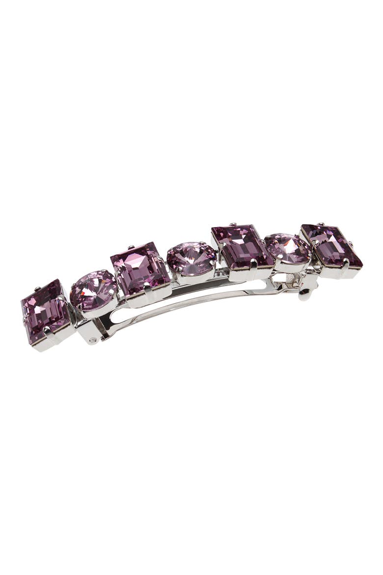 Large Sienna Swarovski Crystal Barrette, Main, color, LIGHT AMETHYST/ SILVER