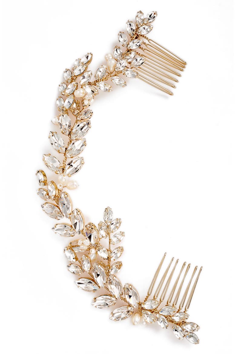 Abrielle Crystal & Pearl Headpiece, Main, color, GOLD