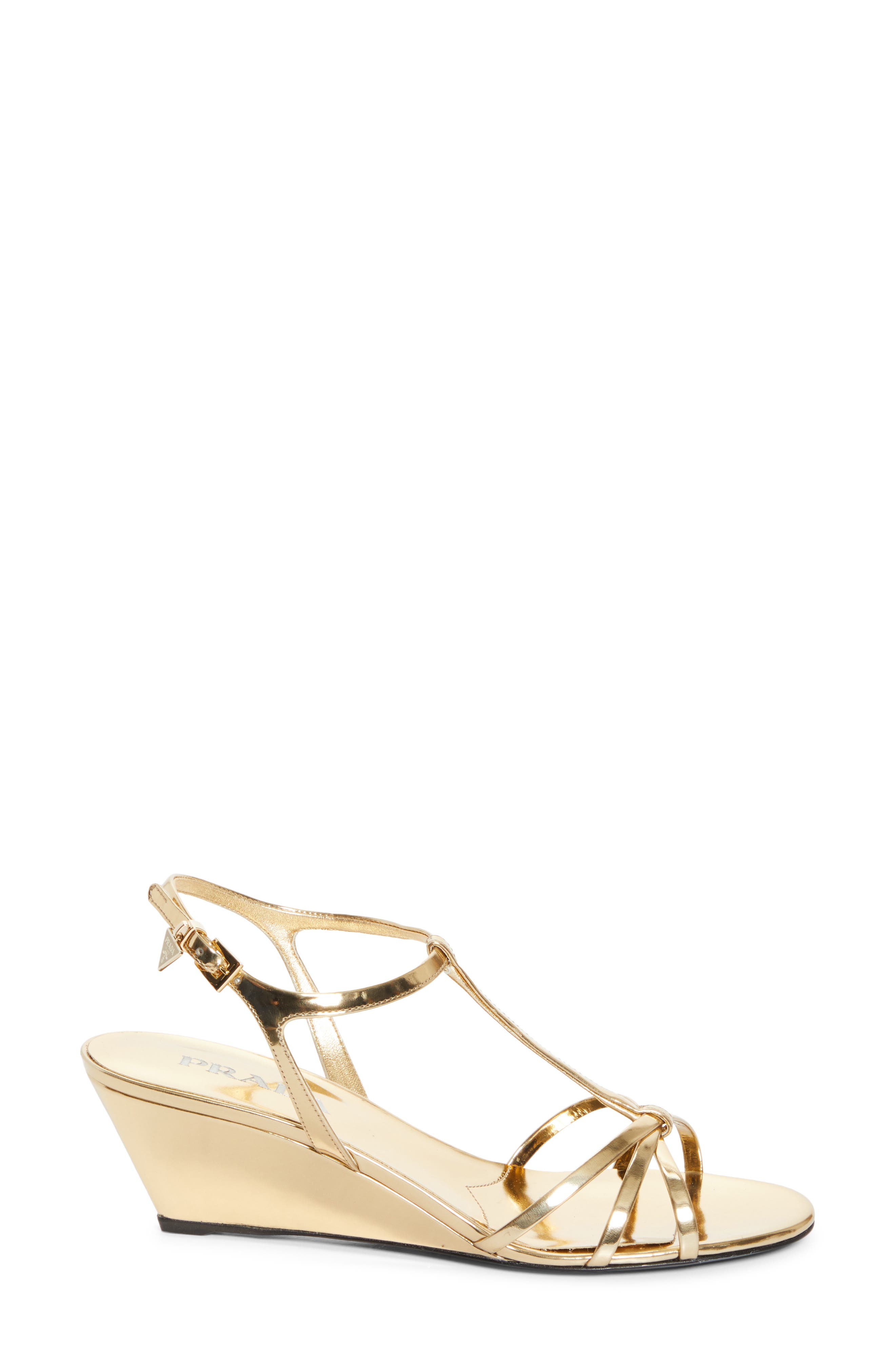 Prada Cage Wedge Sandal, Alternate, color, Platino