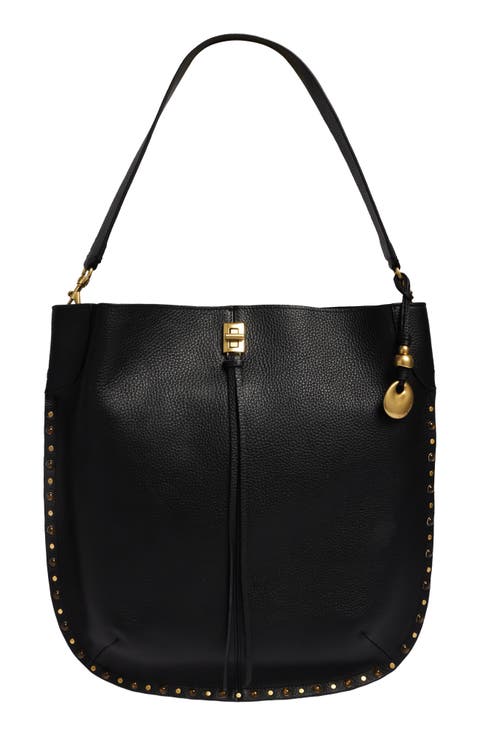 Slim Darren Stud & Tiger's Eye Embellished Hobo Bag