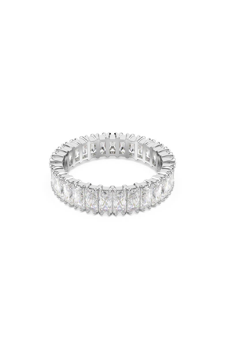 Swarovski Matrix Baguette Crystal Eternity Ring, Main, color, White Gold