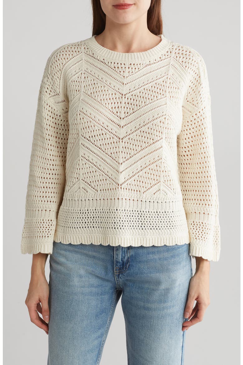 Eliana Openwork Sweater, Main, color, ANTIQUE WHITE