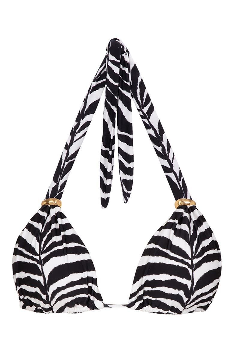 Bia Zebra Print Triangle Bikini Top, Alternate, color, BLACK MULTI