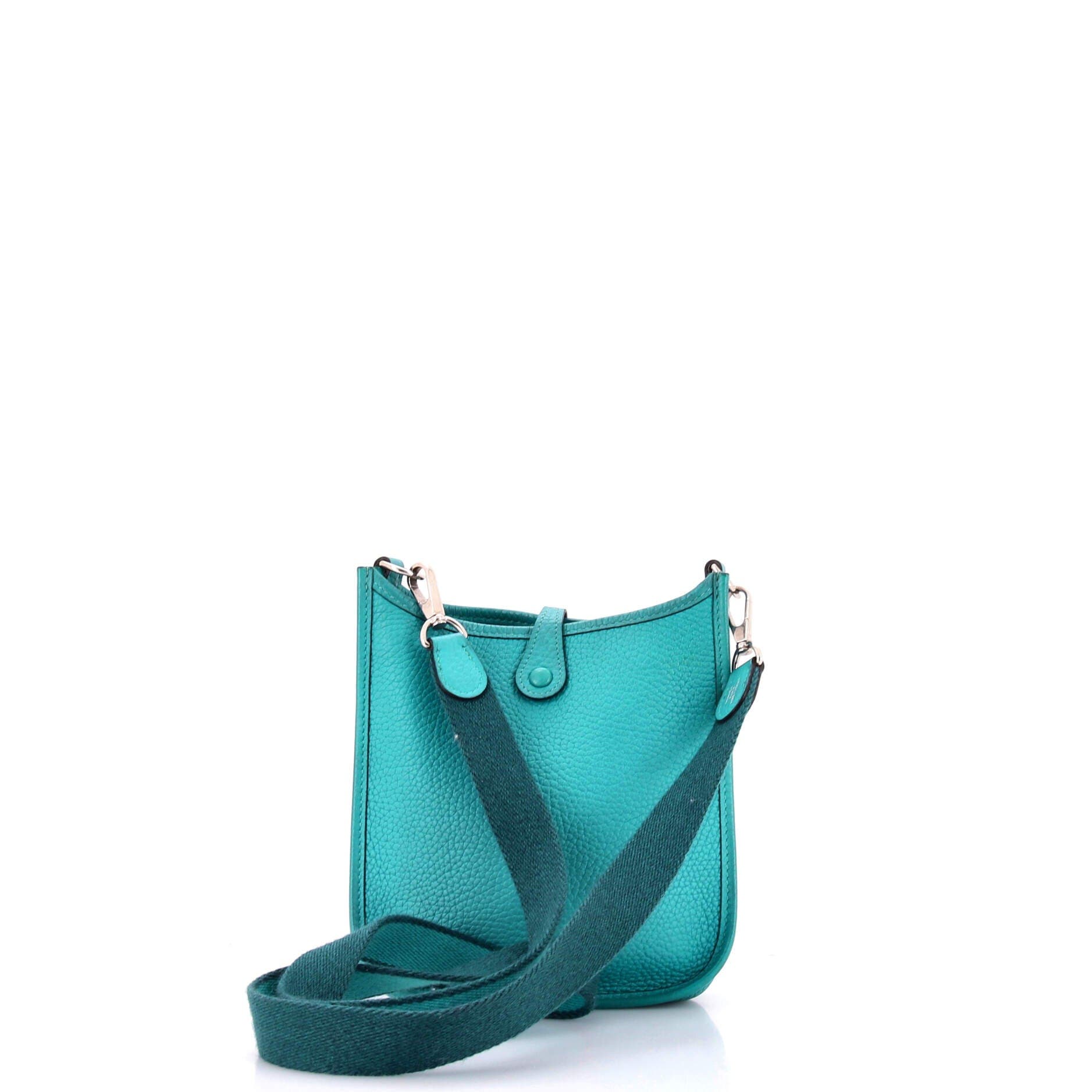 Pre-Owned Hermes Evelyne Bag Gen III Clemence TPM, Alternate, color, Turquoise