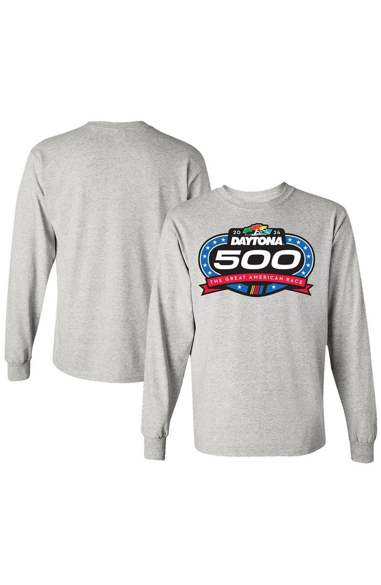 CHECKERED FLAG Men's Checkered Flag Sports  Gray 2024 Daytona 500 Logo Long Sleeve T-Shirt, Main, color, 
