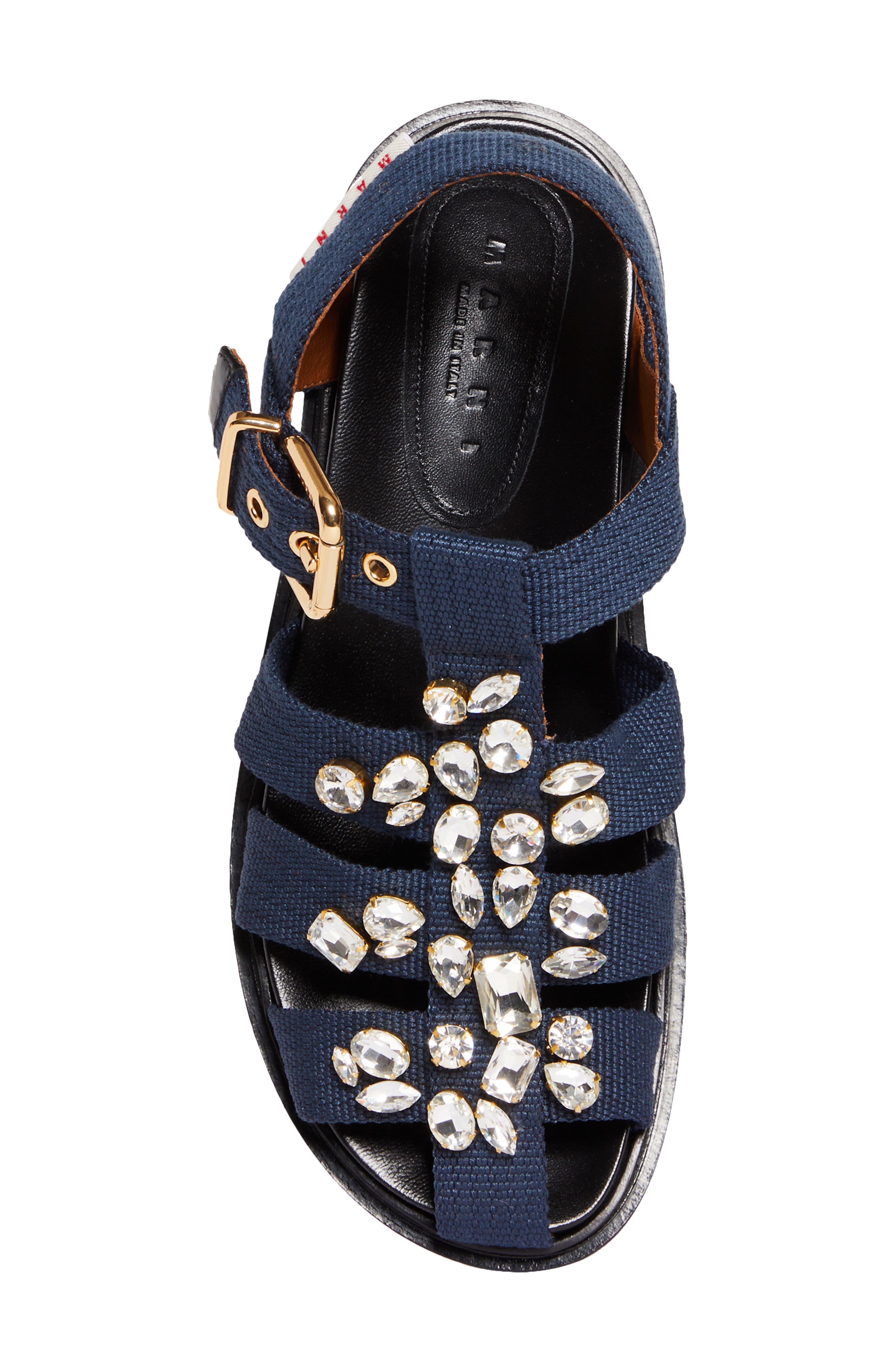 Marni Fussbett Crystal Embellished Fisherman Sandal, Alternate, color, 