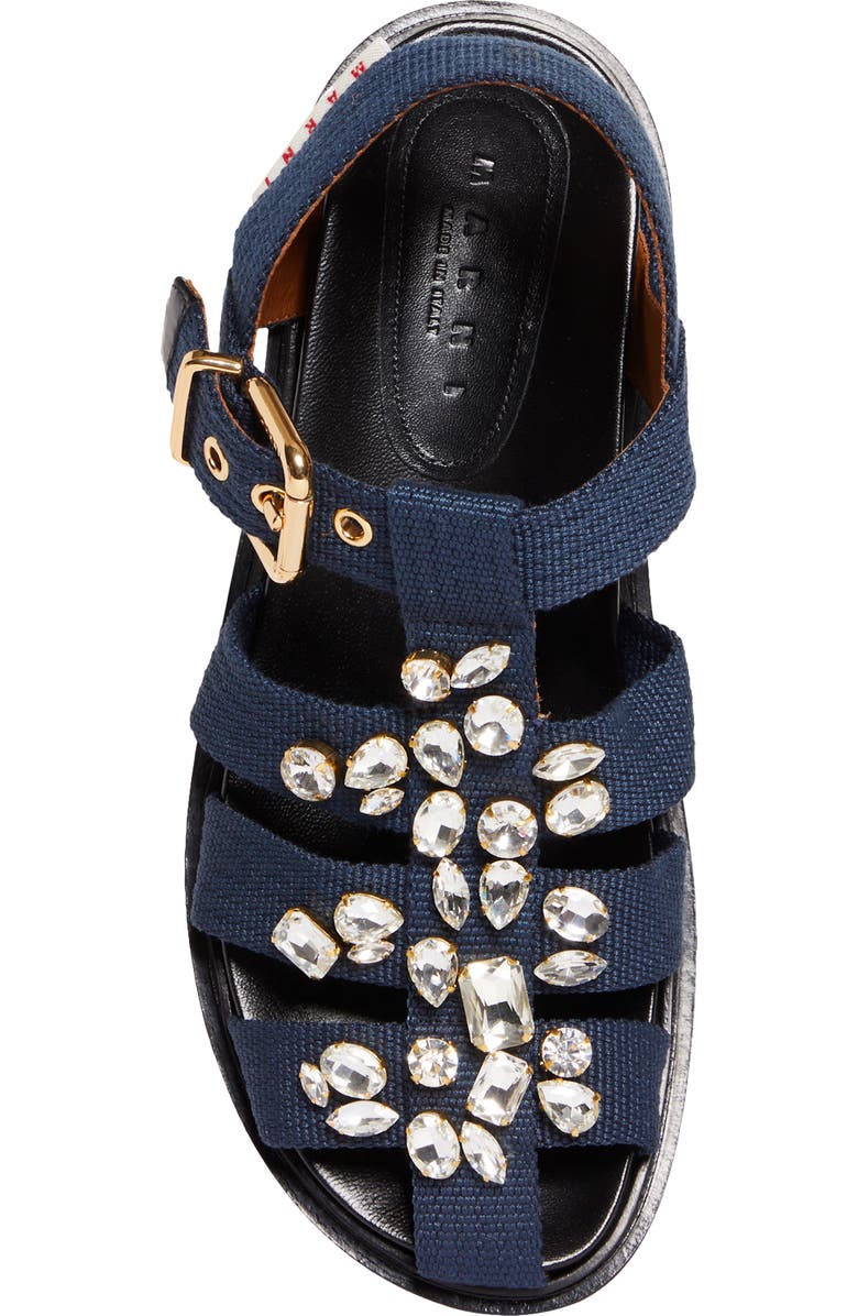 Marni Fussbett Crystal Embellished Fisherman Sandal, Alternate, color,