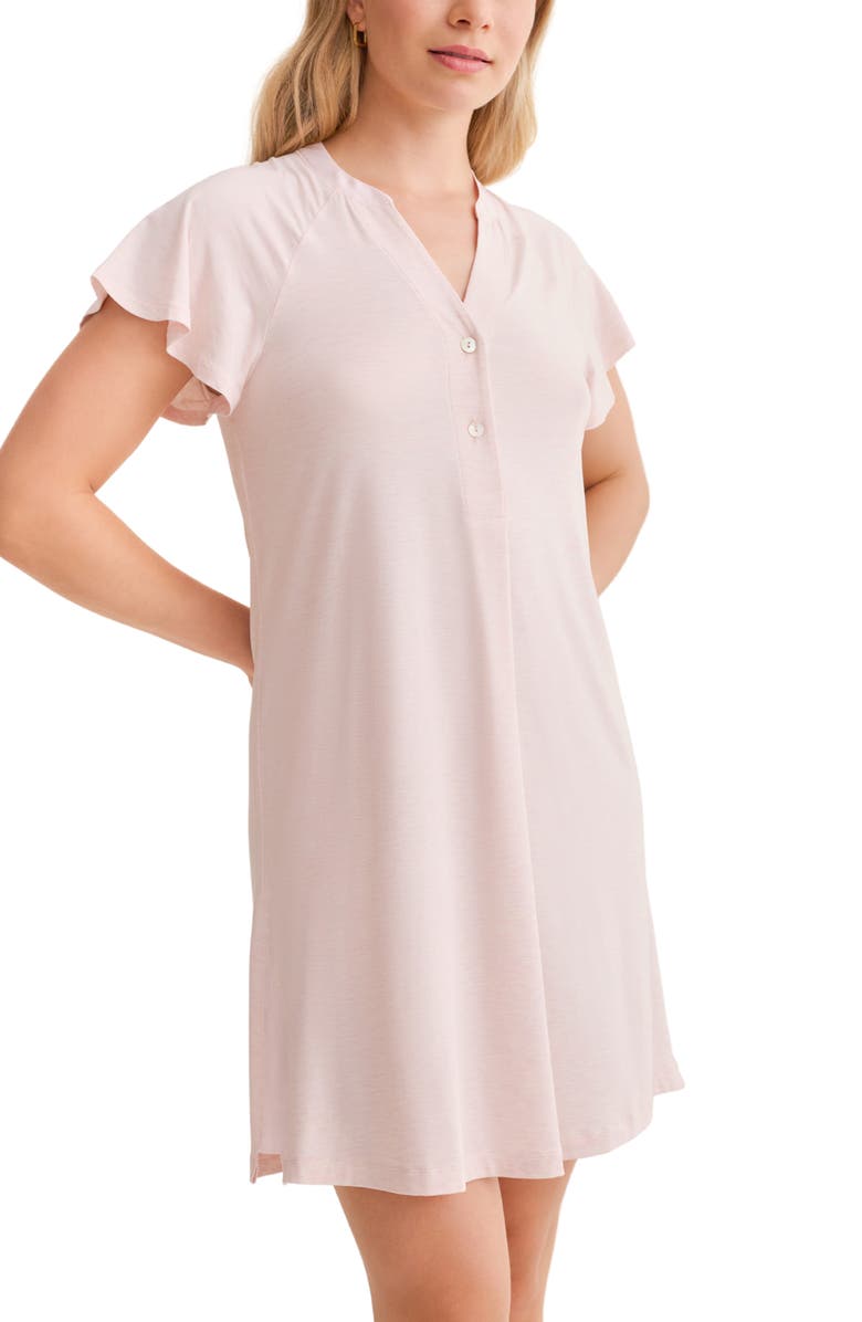 Fleur't Flutter Sleeve Sleep Shirt, Alternate, color, Strawberry Whip