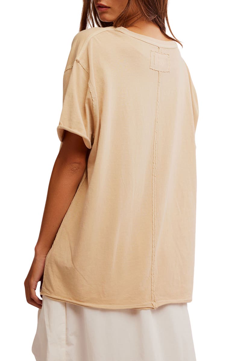 Free People Nina V-Neck Cotton T-Shirt, Alternate, color, Oat Latte