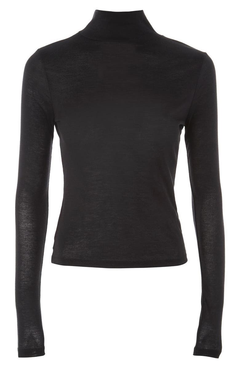 Topshop Ribbed Turtleneck Top, Alternate, color,