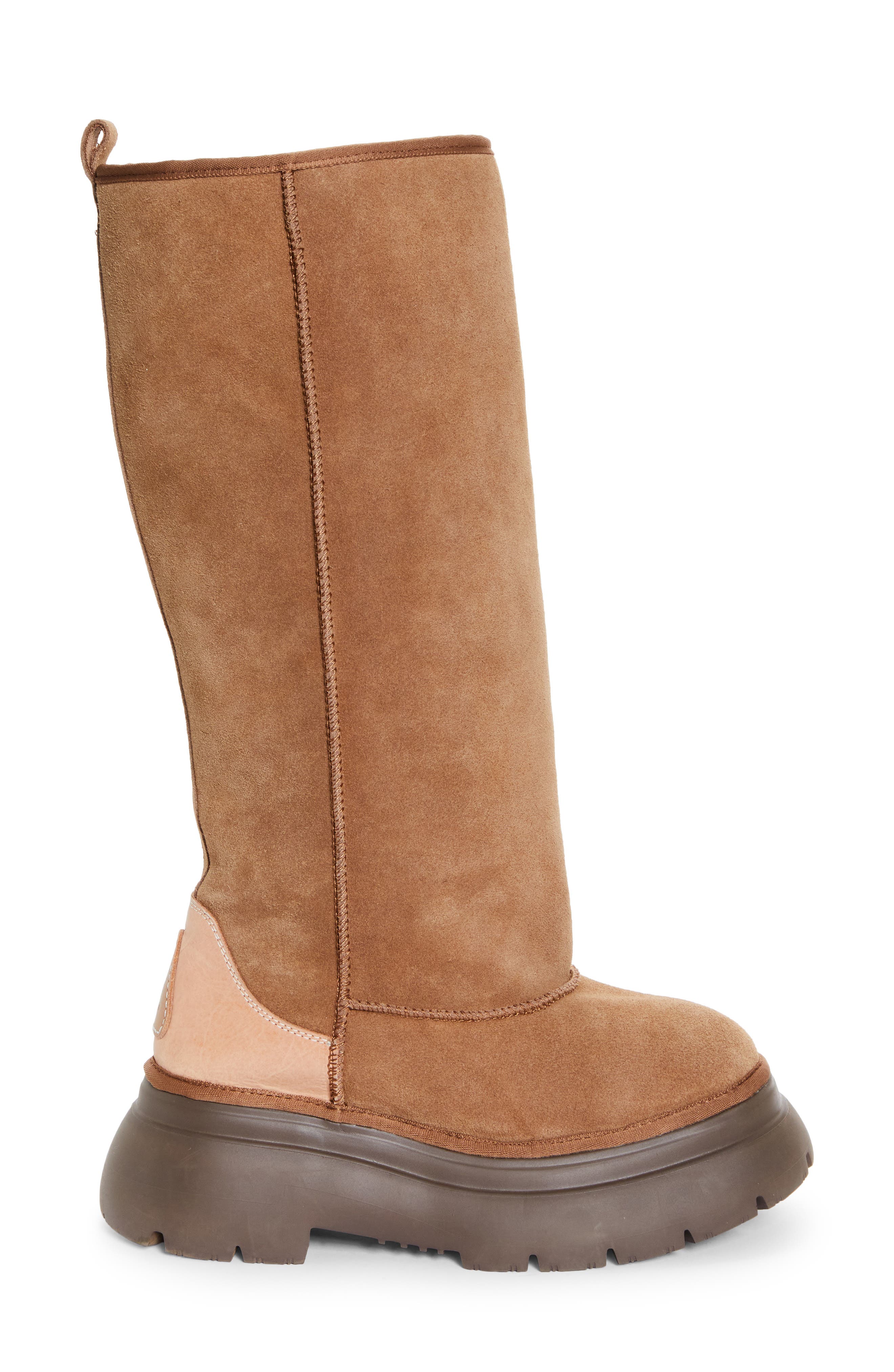 R13 Chunky Sole Tall Genuine Shearling Boot, Alternate, color, 
