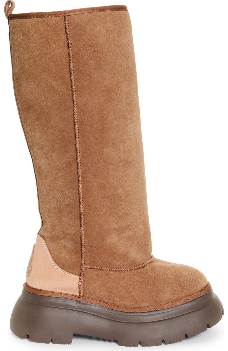 R13 Chunky Sole Tall Genuine Shearling Boot, Alternate, color,