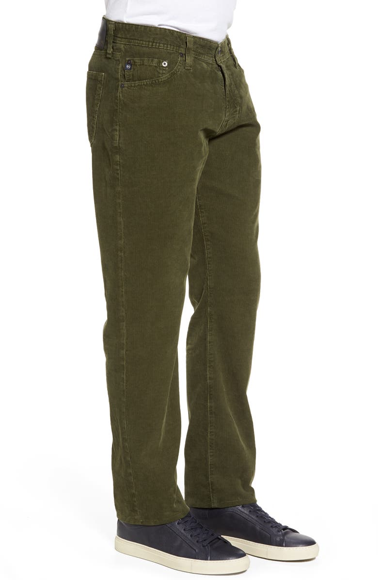 AG 'Graduate' Tailored Straight Leg Corduroy Pants, Alternate, color, Sulfur Climbing Ivy