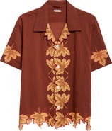 Bode Harvest Floor Leaf Appliqué Camp Shirt