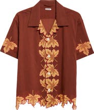 Bode Harvest Floor Leaf Appliqué Camp Shirt