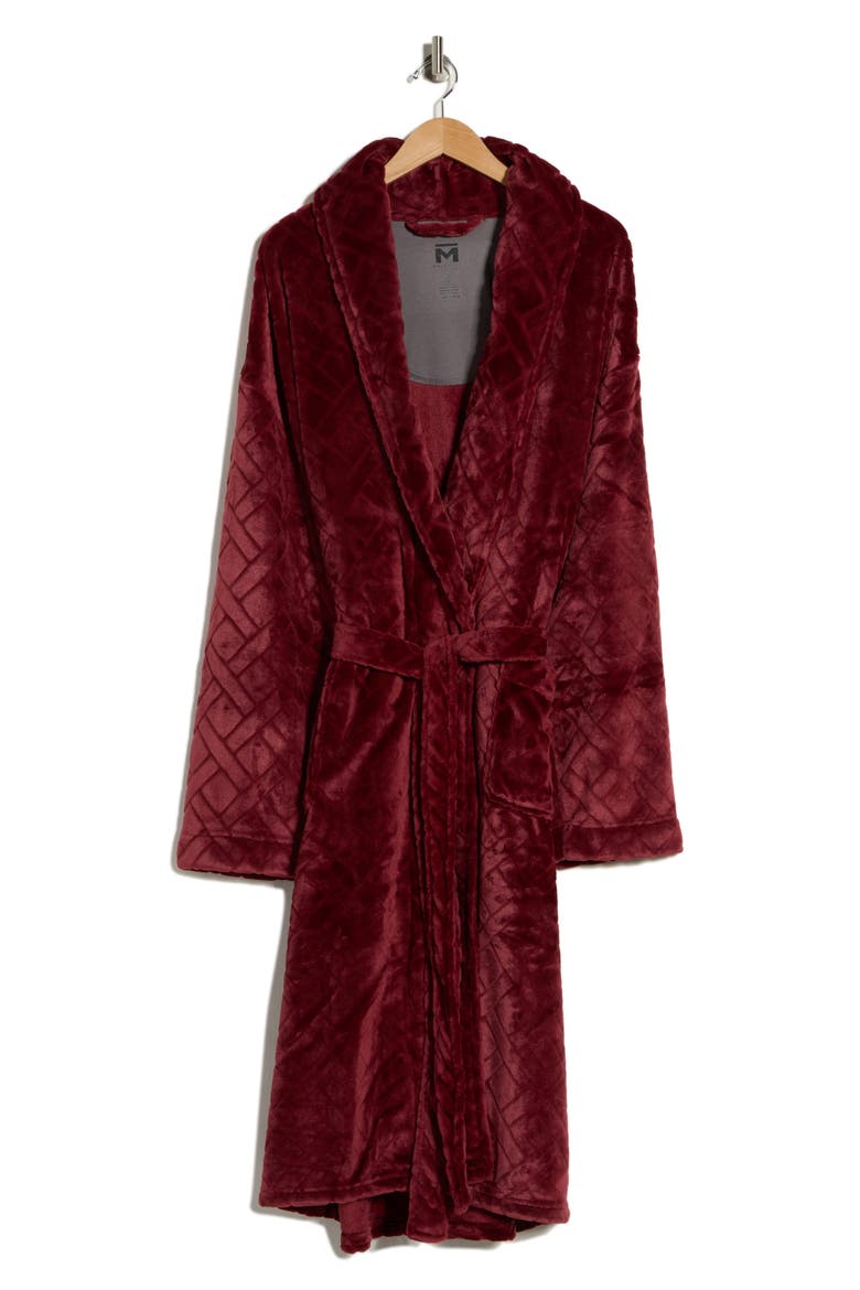 Crossroads Basket Weave Fleece Robe, Alternate, color, CABERNET