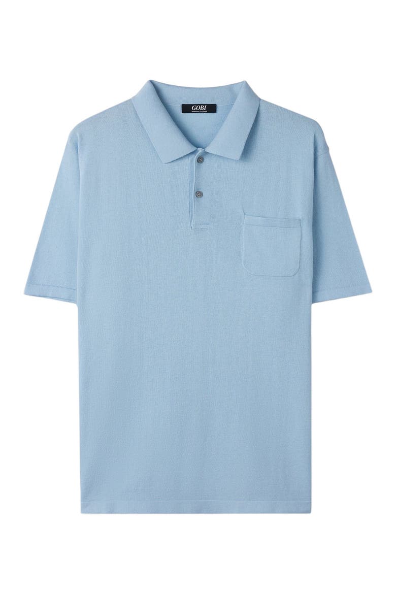 Men's Cotton Silk Cashmere Blend Polo Shirt, Alternate, color, aquamarine