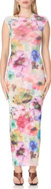 AFRM Mylo Print Mesh Maxi Dress