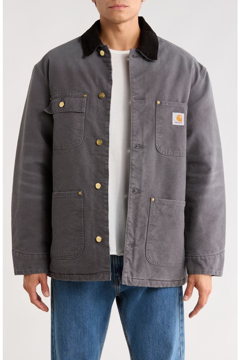 OG Organic Cotton Canvas Chore Coat, Main, color, GRAPHITE / BLACK STONE CANVAS