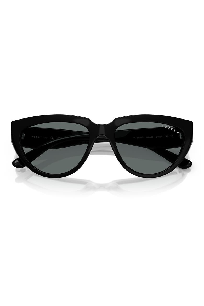 54mm Polarized Cat Eye Sunglasses, Alternate, color, BLACK