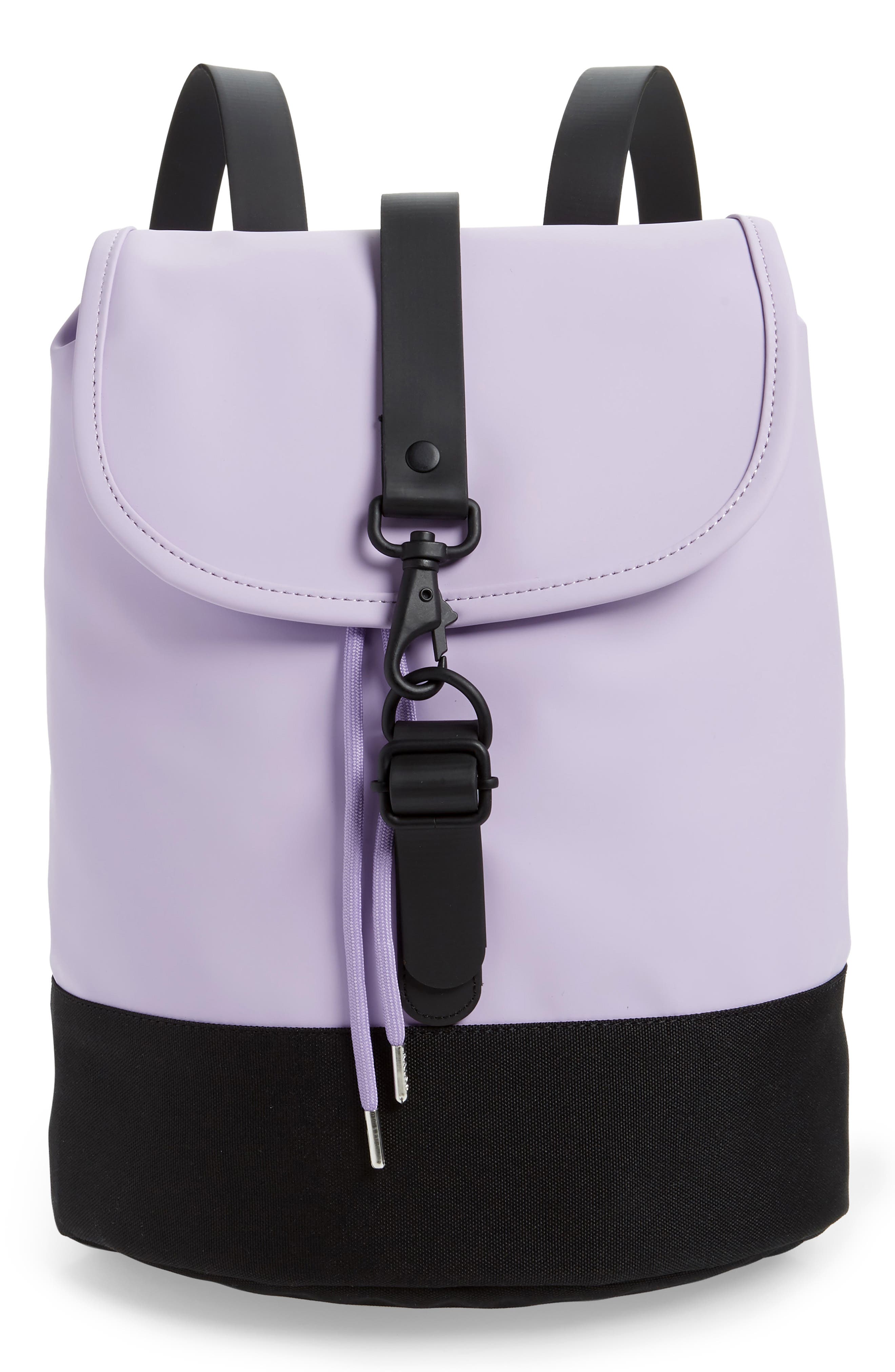 Waterproof Drawstring Backpack, Main, color, LAVENDER