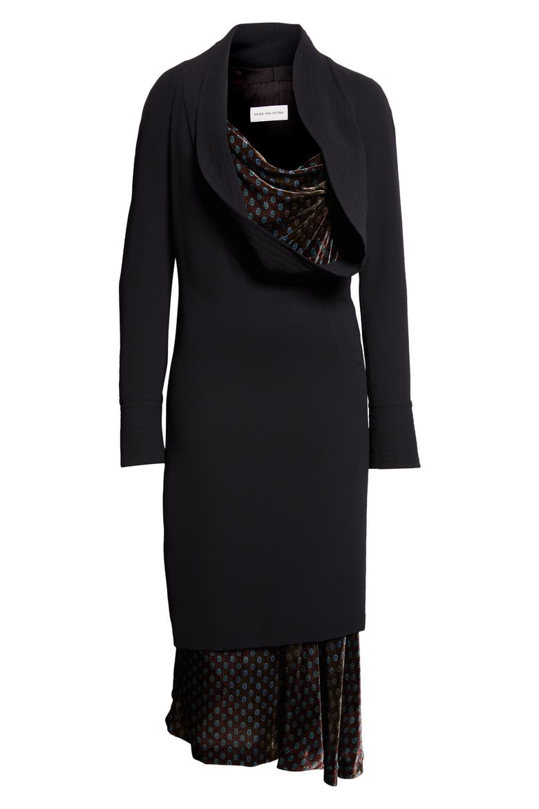 Delsey Long Sleeve Midi Dress, Alternate, color, BLACK