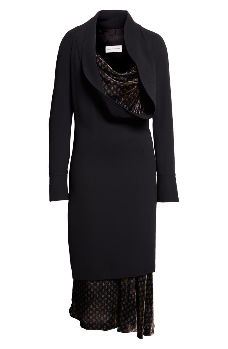 Dries Van Noten Delsey Long Sleeve Midi Dress, Alternate, color, Black