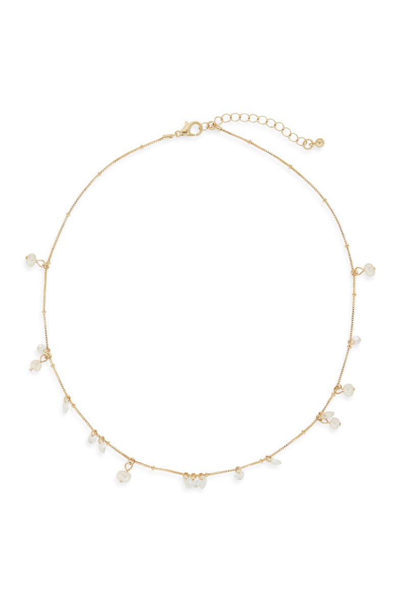 Floating Cubic Zirconia & Faux Pearl Necklace, Main, color, CLEAR- WHITE- GOLD