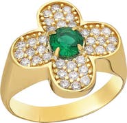 Gemma Azzurro Gold Clover Emerald Ring