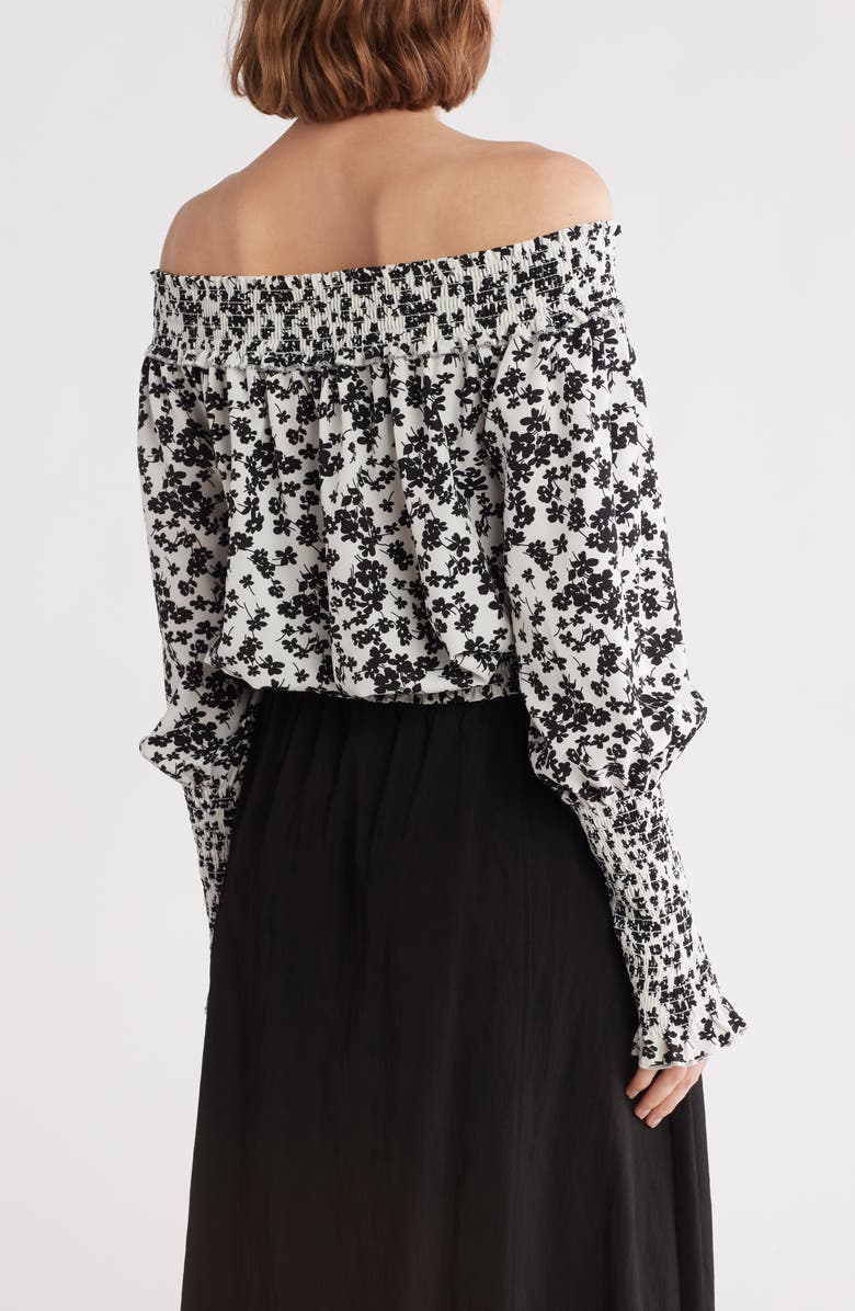 PATRIZIA LUCA Smocked Off-the-Shoulder Top, Alternate, color, White