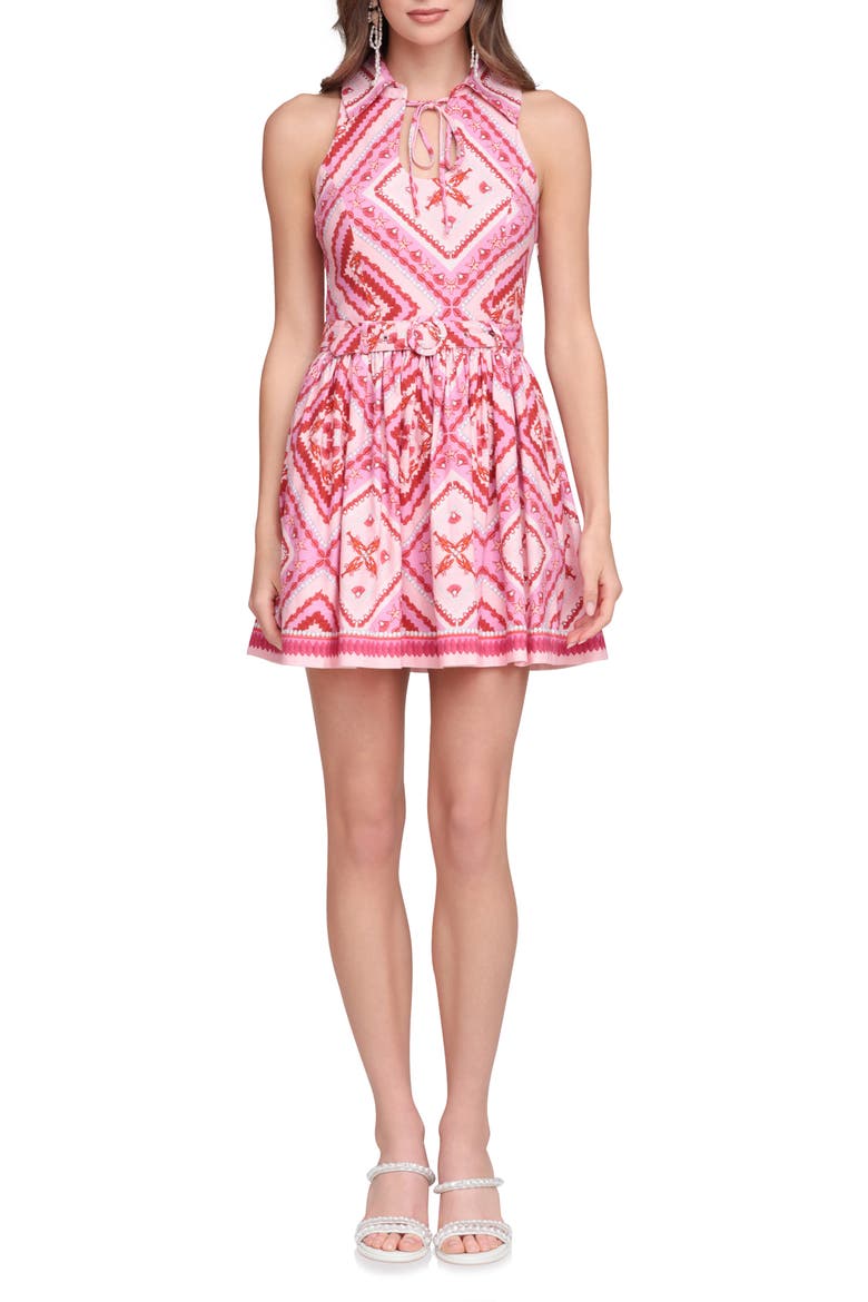Print Sleeveless Minidress, Main, color, LOBSTER PEARL
