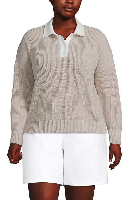 Lands' End Drifter Rugby With Woven Collar Sweater In Gray